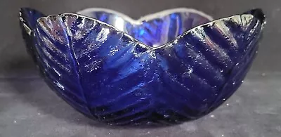 Buy Cobalt Blue Glass Vase - Leaf Design - 19.5 Cm • 14£