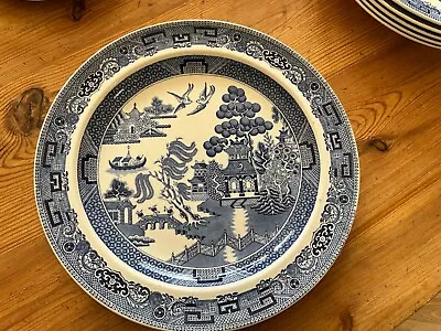 Buy Wedgwood Willow Pattern Blue And White China Dinner Plate 25cm Diameter. • 0.99£