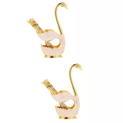 Buy  2 Sets Gold Decor Cutlery Forks Flatware Swan Spoon Rest Fashion Cute • 26.75£