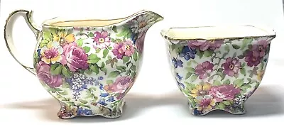Buy Guc Vintage Royal Winton Grimwades Summertime Floral Chintz Creamer Sugar Set • 32.67£
