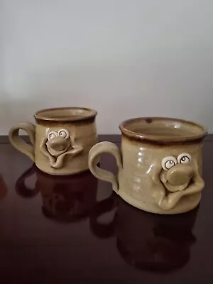 Buy Vintage Pretty Ugly Pottery Mugs Made In Wales Earthenware Early 1980's  • 12£