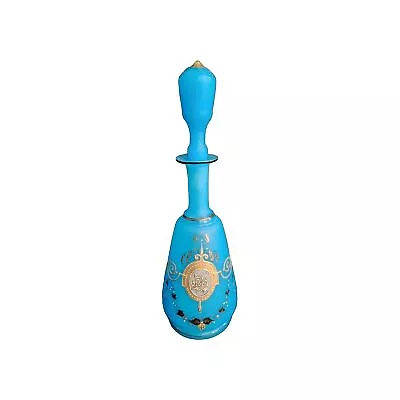 Buy Antique French Opaline Glass Perfume Bottle With Stopper  Cerulean Blue 9  • 89.42£