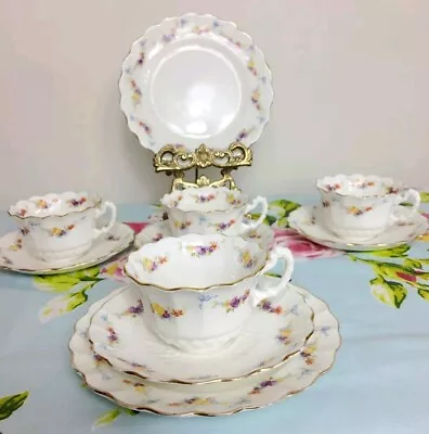 Buy Antique Blue Bows And Swags Bone China Teacup Trios Tea Set Pattern #1425 • 30£