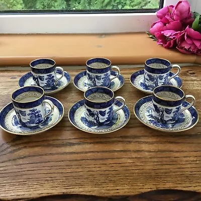 Buy Antique/Vintage Booths Silicon China 6 X “Real Old Willow” Coffee Cups & Saucers • 30£