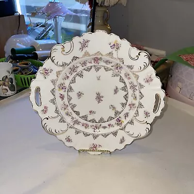 Buy KPM Germany Ornate Shape Hand Painted Cake Plate With Pink Roses 11  • 60.68£