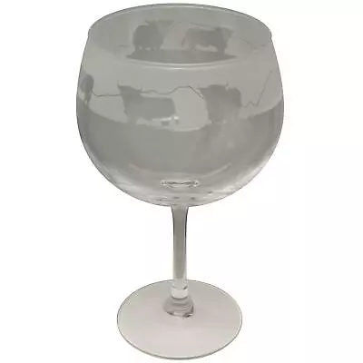 Buy Animo Glass Highland Cow Engraved Gin Balloon Large Copa Glass Glassware Gift • 22.99£
