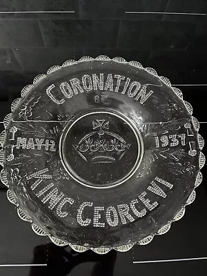 Buy Vintage Bagley KING GEORGE VI 1937 CORONATION GLASS PLATE - VGC - Royalty - 10  • 4.49£