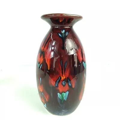 Buy Anita Harris Studio Pottery Vase Red Pansy Flowers • 24.95£