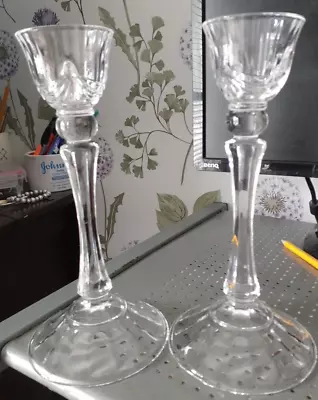 Buy Vintage Pair Of Crystal Glass Candle Sticks 22 Cm Tall • 15.99£