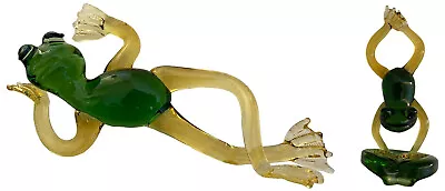 Buy Blown Glass Green & Yellow Frogs Statue Crystal Ornaments, Valentine Gift • 9.99£