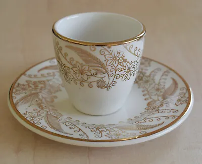 Buy Arklow Ireland Egg Cup And Plate/saucer - White With Golden Flower Leaf Pattern • 5£