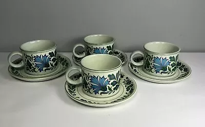 Buy STONEHENGE MIDWINTER CAPRICE Cups & Saucers X 4 - Retro Blue Flowers Vintage • 12.99£