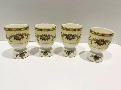 Buy Crown Ducal Ware England A1476 4 Egg Cups Blue Urn Fruit Floral Mustard Rim Vtg. • 37.23£