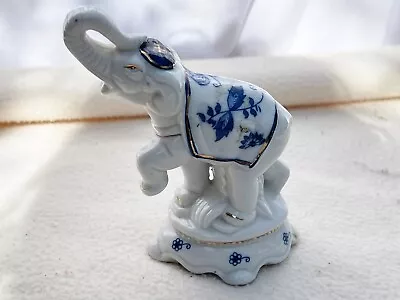 Buy Vintage China Asian Elephant Ornament Home Decor Blue And White • 18.99£