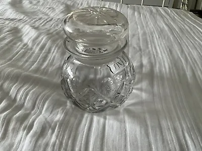 Buy Vintage Clear Cut Glass Jar With Lid • 6.50£