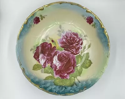 Buy Antique Bavarian China Hand Painted Porcelain Bowl, 11” Diameter • 29.82£