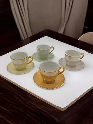 Buy 4 RARE German Lustreware Eggshell Tea Cups Gold Trim Made In GDR • 4.99£