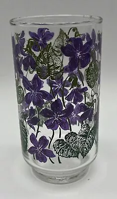 Buy Libbey Purple Violets Flat Tumbler Glass  Vintage Glassware Pretty Summer • 9.32£