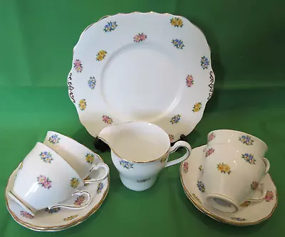 Buy Vintage Colclough Floral Bone China Cake Plate, Milk Jug & Cup And Saucer X4 • 14.50£