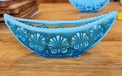 Buy Rare Davidson Blue Pearline Glass 'War Of The Roses' Boat Bowls No Damage 6.5   • 10£