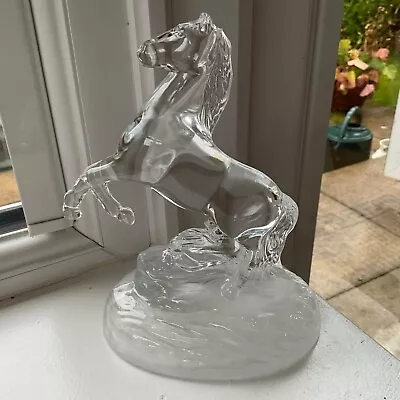 Buy Glass Horse Figure Frosted Base Ornament Standing Rearing 11 X 17 Cm Approx. • 10£