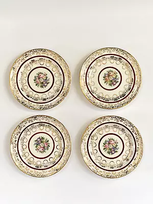Buy Hampton China 22 Kt. Gold Dessert Plates, Set Of 4, Ships Fast Vintage Gorgeous, • 36.35£