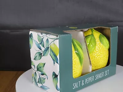 Buy New Yellow Lemon Shaped With Green Leafus Salt + Pepper Shakers/Pots Boxed • 9.50£