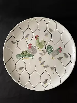 Buy Vintage Italian Pottery Platter, Hens And Chicks, Barbed Wire 1950s 1960s • 66.17£