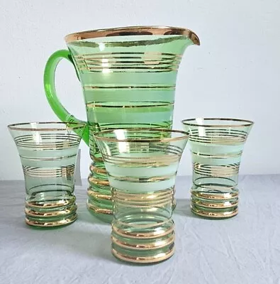 Buy  Vintage Crystal Drinking Glass Golden And Green Set Of 3 By Borska Svorion 1960 • 59.99£