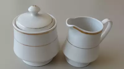 Buy Marks And Spencer Lumiere China Milk Jug Creamer & Lidded Sugar Bowl White Gold • 3.99£