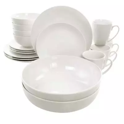 Buy Elama Dinnerware Set 18-Pcs Porcelain Casual Microwave Safe Round Bright White • 64.59£