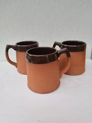 Buy X 3  England British Royal Barum Ware CH Brannam Mug Red Clay Glazed Pottery • 40£