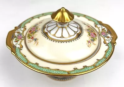 Buy Antique Noritake Carola N CAR Green Gilded Floral Gold Sugar Small Covered • 21.43£