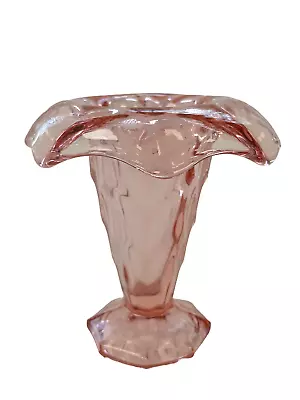 Buy Pink Art Deco Pressed Glass Candle Holder Home Decor Unmarked   • 1.99£
