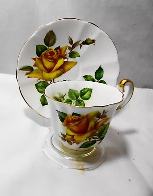 Buy Adderley Fine Bone China Teacup And Saucer England Minerve Pattern Yellow Rose • 12.07£