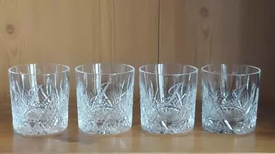 Buy 4 X  Crystal  Whisky Glasses With Engraved Initial J (1 Etched Stuart) 8 Cm Tall • 24.98£