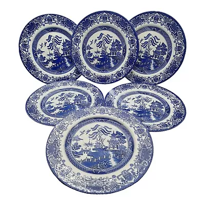 Buy English Ironstone Tableware Ltd Dinner Plates X6 Old Willow Blue & White 25cm D • 29.99£