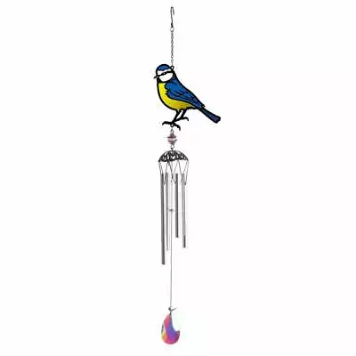 Buy Stained Glass Blue Tit Wind Chime Hanging Ornament (stained Glass Effect) PT1003 • 11.50£