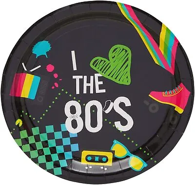Buy Retro 80s Neon Rock & Roll Partyware Decorations Fancy Dress Balloons Plates • 8.79£