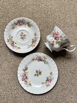 Buy Royal Albert  Moss Rose  Bone China Trio Cup Saucer And Plate • 24.99£