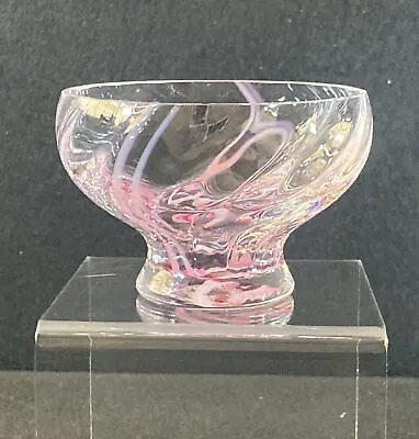 Buy CAITHNESS Glass Bonbon Bowl Raised Clear Pink Swirl Detail Art Glass VGC • 8.99£