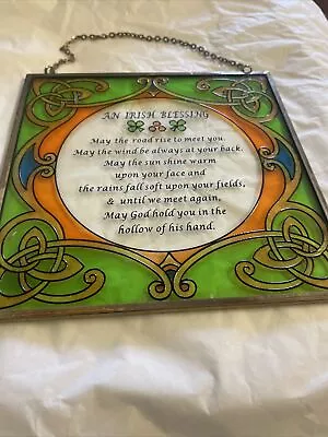 Buy Stained Glass, Irish Home Colourful Prayer Glass With Wall Hanging Chain • 30£