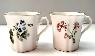 Buy 2 VTG Royal Grafton Floral Fine Bone China Ribbed Cup/ Mug W/ Gold Trim, England • 16.38£