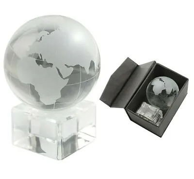 Buy Frosted Glass Paperweight Globe Ornament Gift Boxed Office Desktop World Map UK • 12.99£