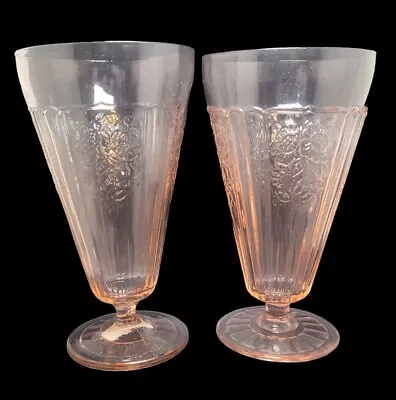 Buy Vintage Pink Depression Anchor Hocking Mayfair Footed Ice Tea Glasses • 17.39£