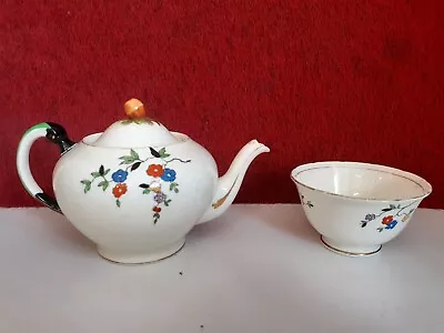 Buy Plant Tuscan China Set Tea Pot + Sugar Bowl J.H. Awmack Floral Vintage (Chipped) • 19.99£