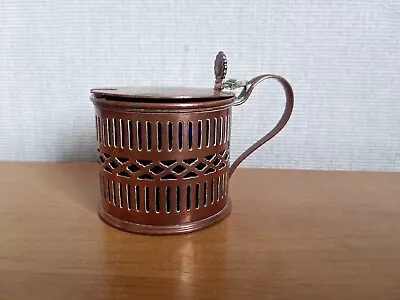 Buy Vintage Hinged Lid Copper Sauce Pot With Blue Glass Liner • 5£