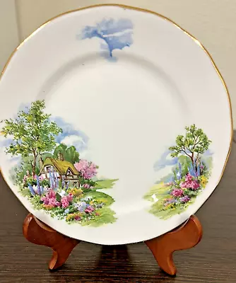 Buy Vintage Royal Vale Bone China Plate 6 1/4  English Cottage + Display Stand • 11.18£