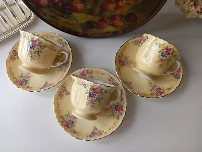 Buy Vintage Aynsley Tea Cup And Saucer Roses And Cream England Bone China, 1940, 3x • 49£