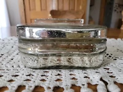 Buy Antique Looking Mercury & Etched Glass Lidded Trinket Box Jar 7 W×4 D×3.5 T Read • 16.31£
